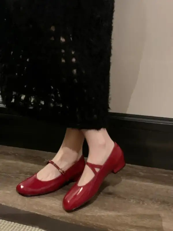 Women Patent Leather Mary Janes Shoes Ladies Summer New Fashion Square Toe Comfortable Pointed Toe Ballet Flat Casual