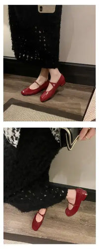 Women Patent Leather Mary Janes Shoes Ladies Summer New Fashion Square Toe Comfortable Pointed Toe Ballet Flat Casual
