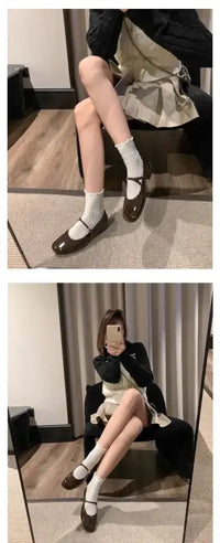 Women Patent Leather Mary Janes Shoes Ladies Summer New Fashion Square Toe Comfortable Pointed Toe Ballet Flat Casual