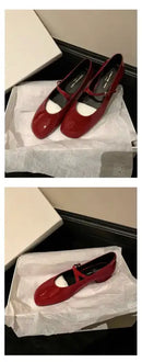Women Patent Leather Mary Janes Shoes Ladies Summer New Fashion Square Toe Comfortable Pointed Toe Ballet Flat Casual