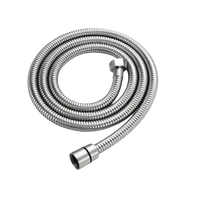 Silver stainless steel shower hose.