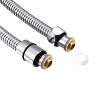 Two flexible metal hoses with brass fittings and rubber washers.
