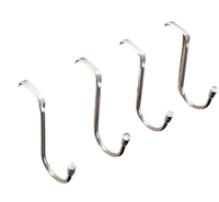 Four metal over-the-door hooks.