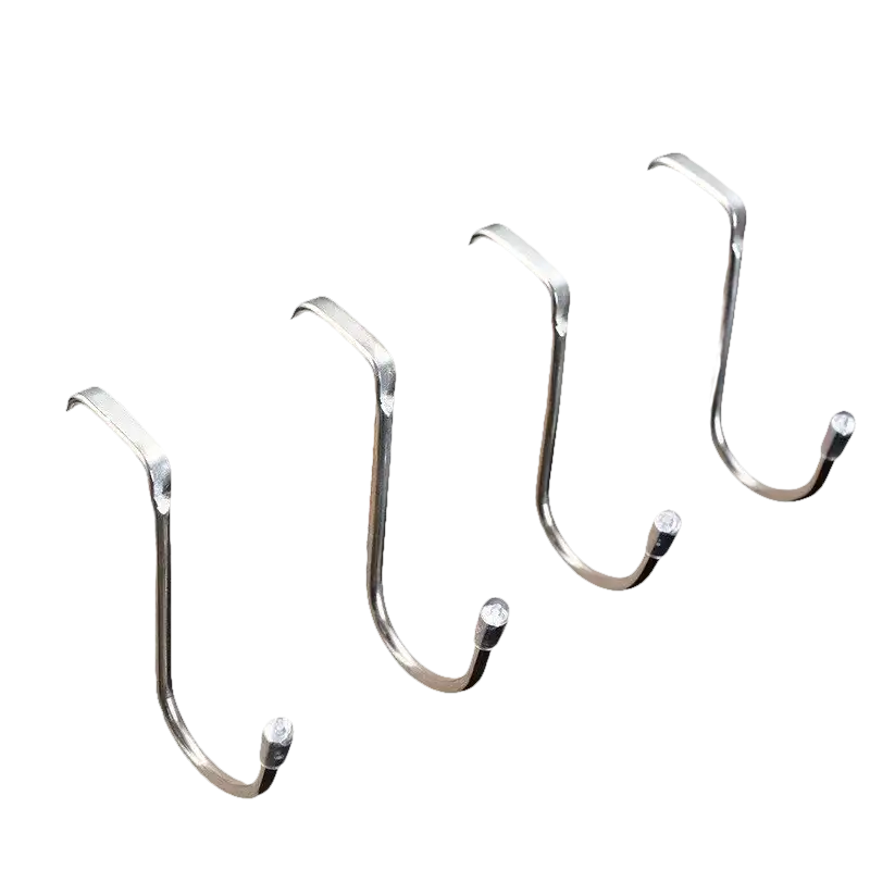 Four metal S-hooks.