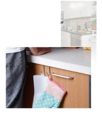 Kitchen cabinet door with hanging hooks.