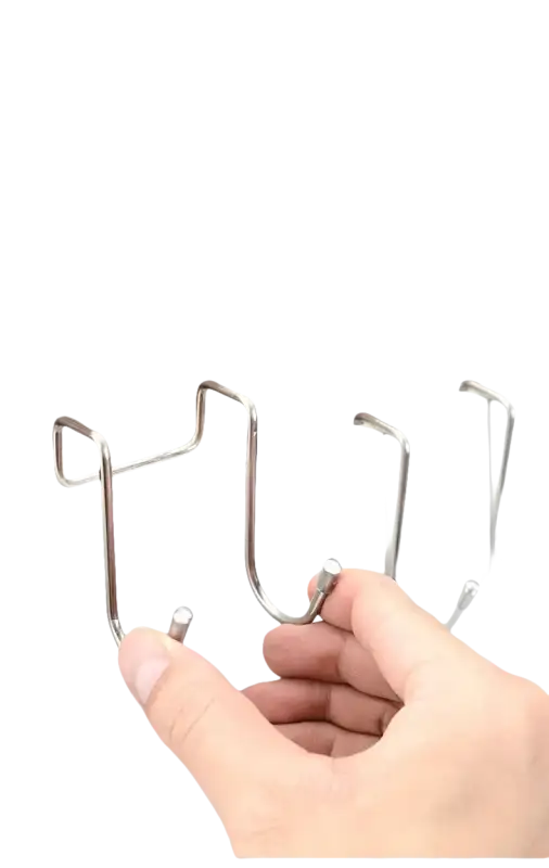 Metal over-the-door hooks.