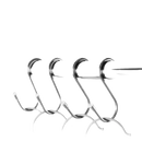 Stainless steel S-hooks.