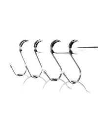 Stainless steel S-hooks.
