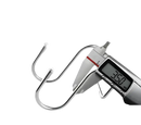 Stainless steel S-hooks being measured.