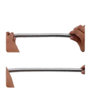 Extendable, retractable metal hose.