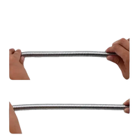 Extendable, retractable metal hose.