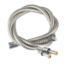 Flexible metal shower hose with fittings.