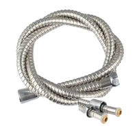 Flexible metal shower hose with fittings.
