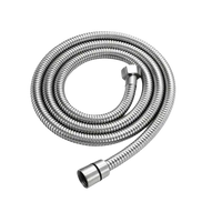 Silver stainless steel shower hose.