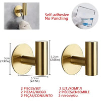 1/2PCS Adhesive Wall Hook Stainless Steel Robe Sticker Hooks Towel Coat Key Pants Hangers Bathroom Kitchen Storage