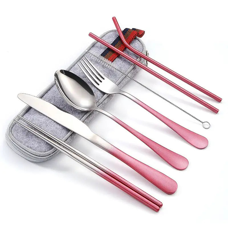 Stainless Sip Set - Red