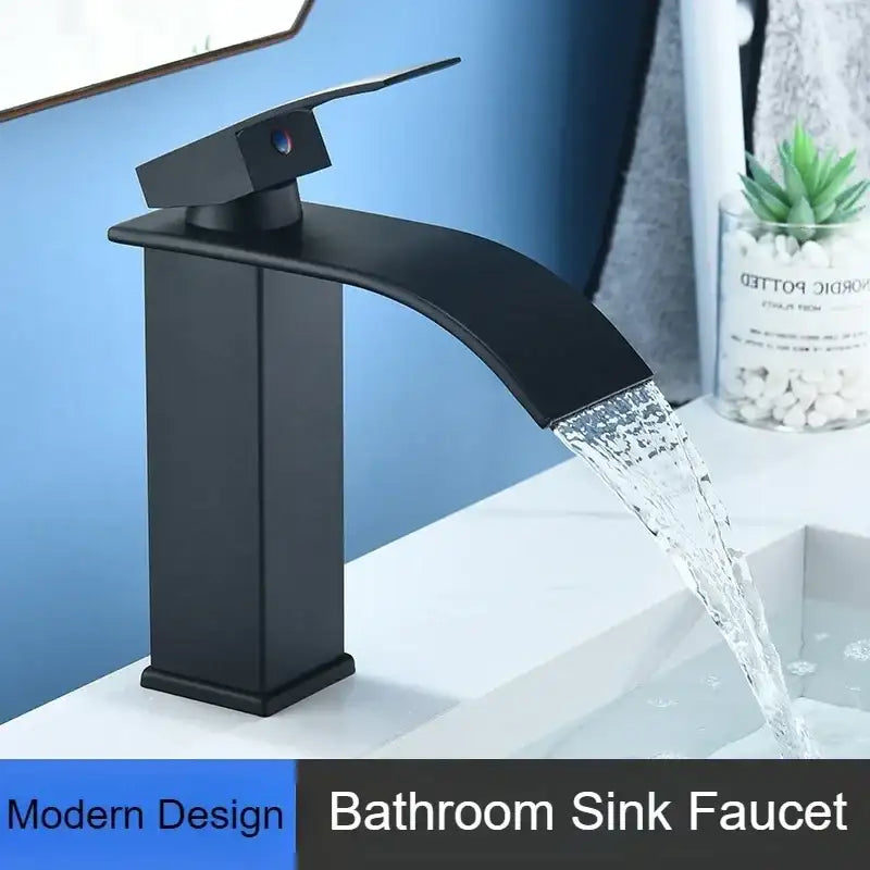 Beloved Black Waterfall Bathroom Countertop Tap