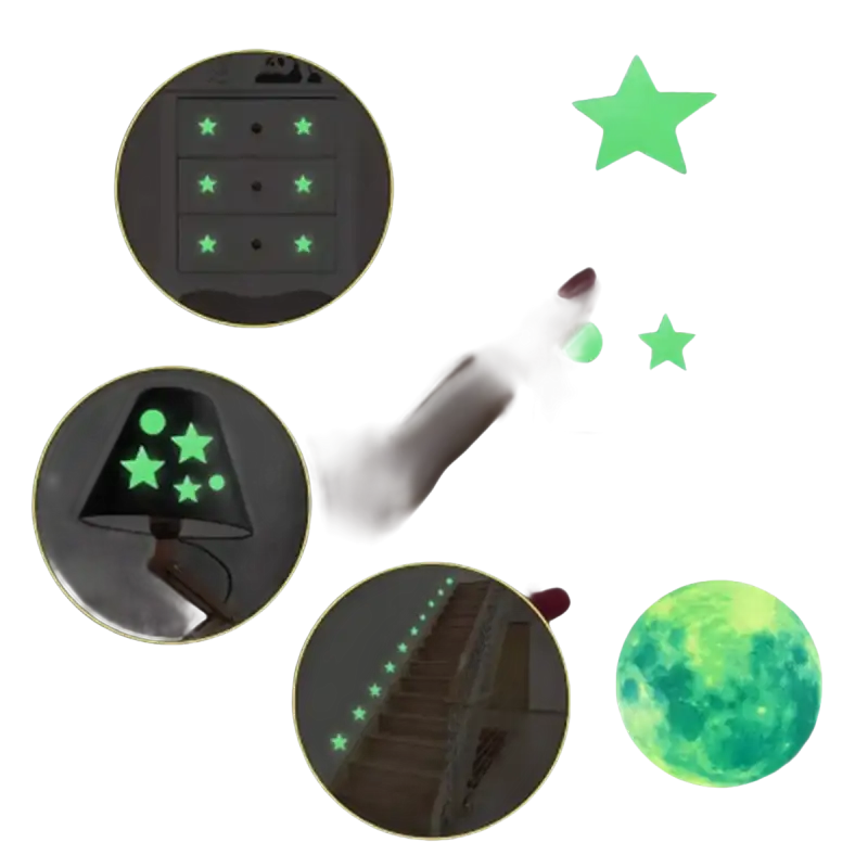 Glow-in-the-dark star and moon stickers.