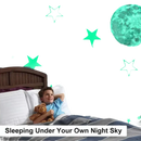 Glow-in-the-dark star and moon wall decorations.