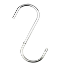 Silver metal S-shaped hook with dimensions.