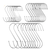 Silver metal S-hooks.