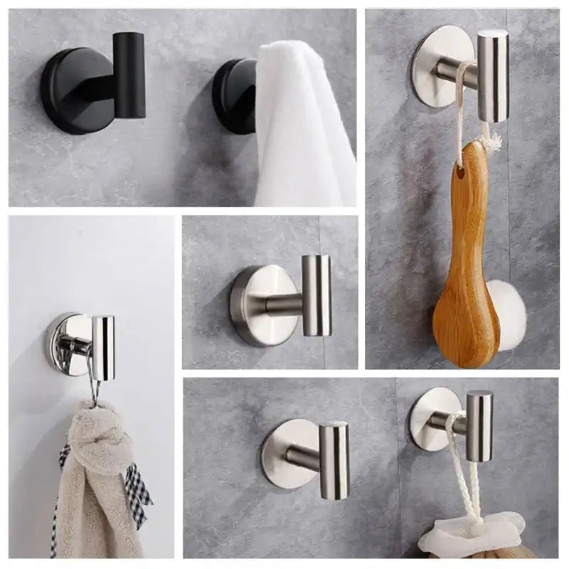 Stainless Steel Robe Hook Adhesive Wall Hook Towel Hook for Bathroom Kitchen Garage Heavy Duty Wall Mounted Kitchen