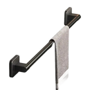 Black metal towel bar with towel.