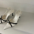Ladies High Heels New Fashion Buckled Slingback Sandals 2025 Summer Sexy Pointed Toe Stiletto Heels Casual Party Dress