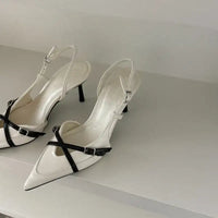 Ladies High Heels New Fashion Buckled Slingback Sandals 2025 Summer Sexy Pointed Toe Stiletto Heels Casual Party Dress