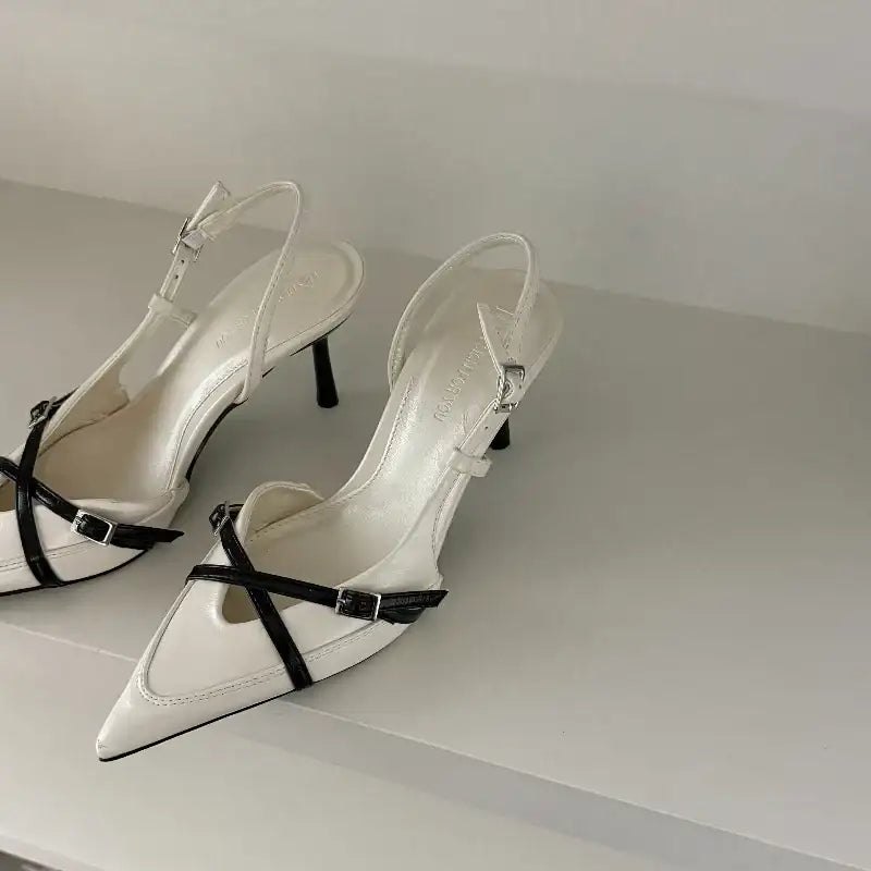 Ladies High Heels New Fashion Buckled Slingback Sandals 2025 Summer Sexy Pointed Toe Stiletto Heels Casual Party Dress