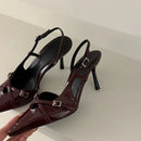 Ladies High Heels New Fashion Buckled Slingback Sandals 2025 Summer Sexy Pointed Toe Stiletto Heels Casual Party Dress
