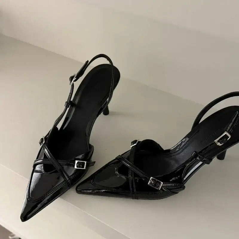 Ladies High Heels New Fashion Buckled Slingback Sandals 2025 Summer Sexy Pointed Toe Stiletto Heels Casual Party Dress