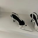 Ladies High Heels New Fashion Buckled Slingback Sandals 2025 Summer Sexy Pointed Toe Stiletto Heels Casual Party Dress