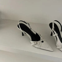 Ladies High Heels New Fashion Buckled Slingback Sandals 2025 Summer Sexy Pointed Toe Stiletto Heels Casual Party Dress