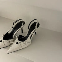Ladies High Heels New Fashion Buckled Slingback Sandals 2025 Summer Sexy Pointed Toe Stiletto Heels Casual Party Dress