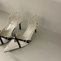 Ladies High Heels New Fashion Buckled Slingback Sandals 2025 Summer Sexy Pointed Toe Stiletto Heels Casual Party Dress