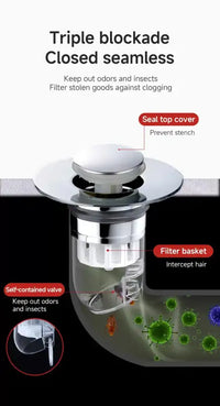 Universal Basin Pop-up Drain Filter Wash Basin Hair Sink Strainer Kitchen Bathtub Stopper Shower Plug Bathroom Tool