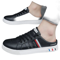 Black leather mule sneakers.