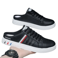 Black slip-on sneakers.
