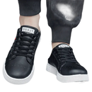 Black and white sneakers.