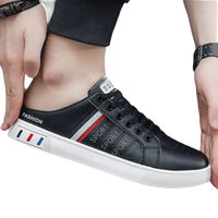 Black and white slip-on sneaker.