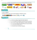 Shipping, payment, warranty, and feedback information.