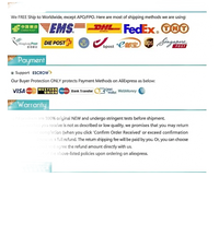 Shipping, payment, warranty, and feedback information.