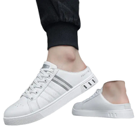 White casual slip-on sneakers.