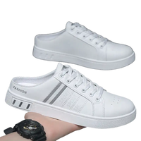White slip-on sneakers.