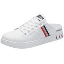 White slip-on sneaker.