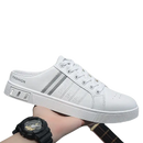 White slip-on sneaker.