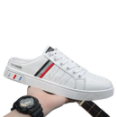 White slip-on sneaker.