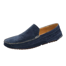 Blue suede loafer.