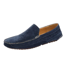 Blue suede loafer.